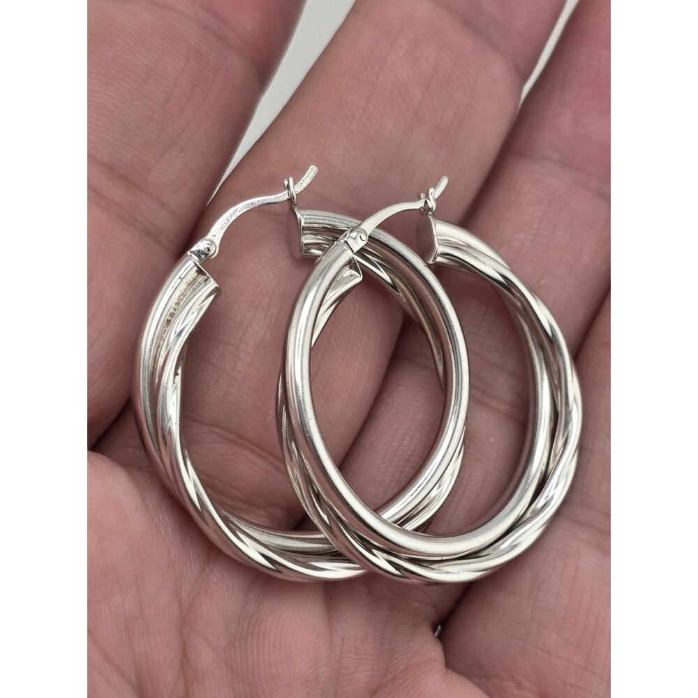 NEW HOP EARRINGS STERLING SILVER 925 RHODIUM PLATED - Picture 5 of 10